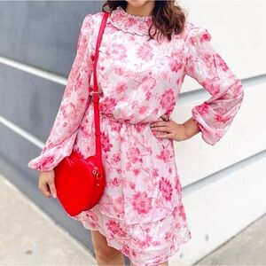 Long Sleeve Pink Floral Dress